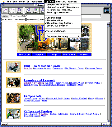 Screenshot of pulldown menu