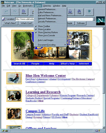 Screenshot of pulldown menu