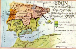 Mapa de la Reconquista durante los siglos XIII-XIV